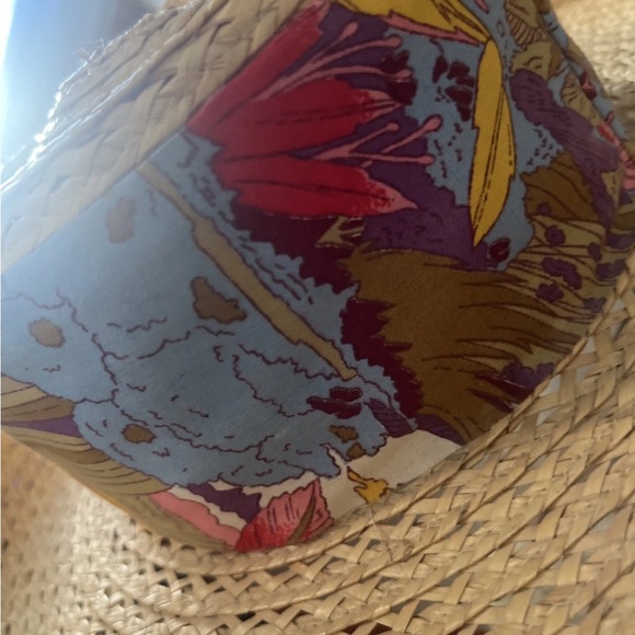 Vintage Straw Sun Hat – Festival Vibes, Floral Band Trippy Pattern - Picture 5 of 13
